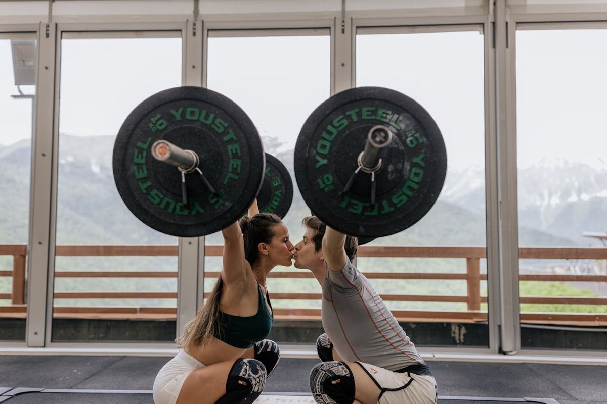 A couple working out