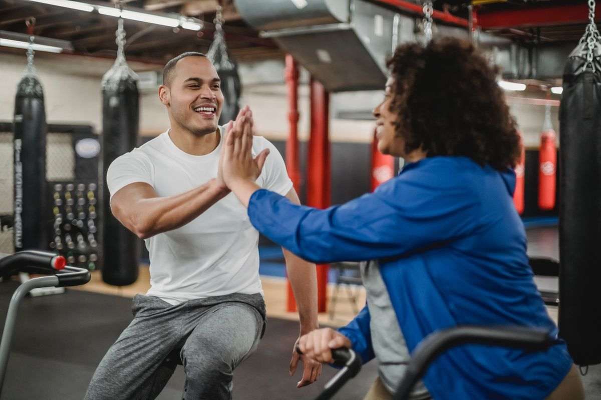 Two people enjoying 1 to 1 personal training. 