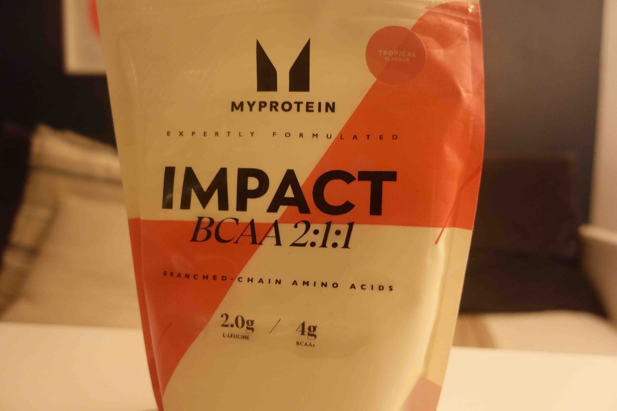 A bag of BCAA supplements