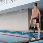 A man with a disability exercising