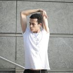 A man stretching