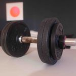 A dumbbell on a table