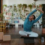 A man exercising indoors
