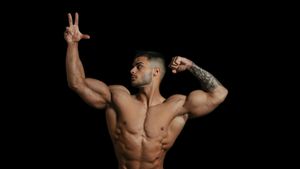 A bodybuilder posing