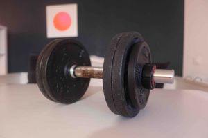 A dumbbell on a table