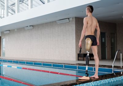 A man with a disability exercising