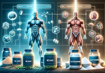An infographic comparing BCAAs and glutamine