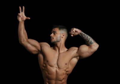 A bodybuilder posing