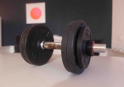 A dumbbell on a table
