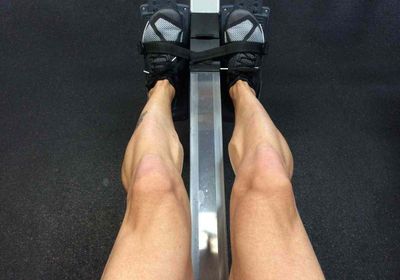 Someone using one of the best indoor rowing machines. 