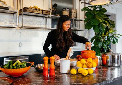 A personal trainer cooking