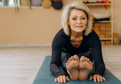 An older person exercising