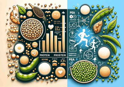 An image representing a comparison between soy protein and pea protein