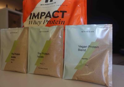 Plant and whey proteins