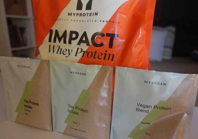 A range of protein powders.