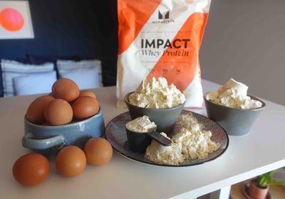 Lots of eggs and whey protein powder