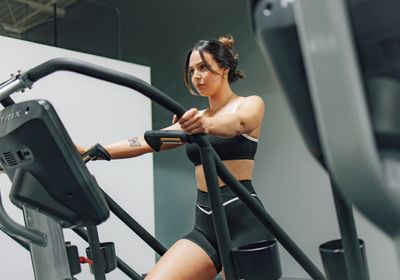 A woman on a crosstrainer