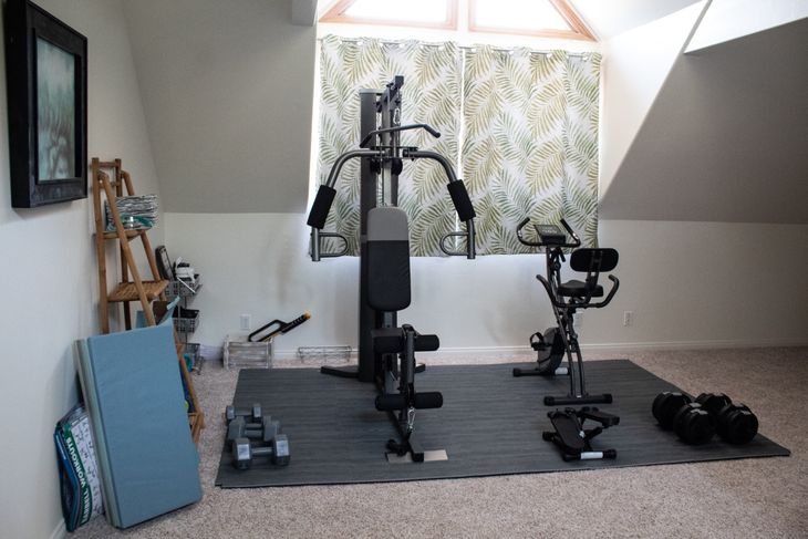 An area in which to work with a personal trainer at home. 