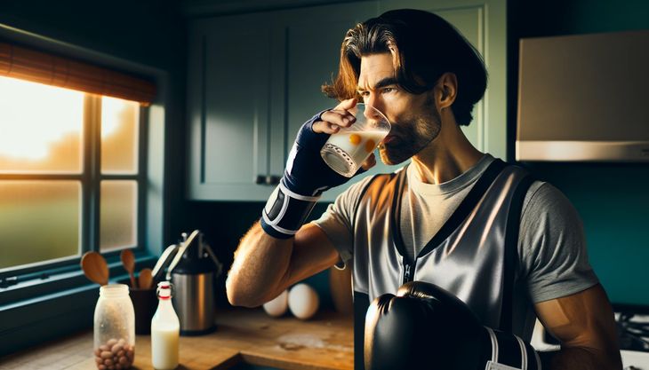 A man drinking raw eggs