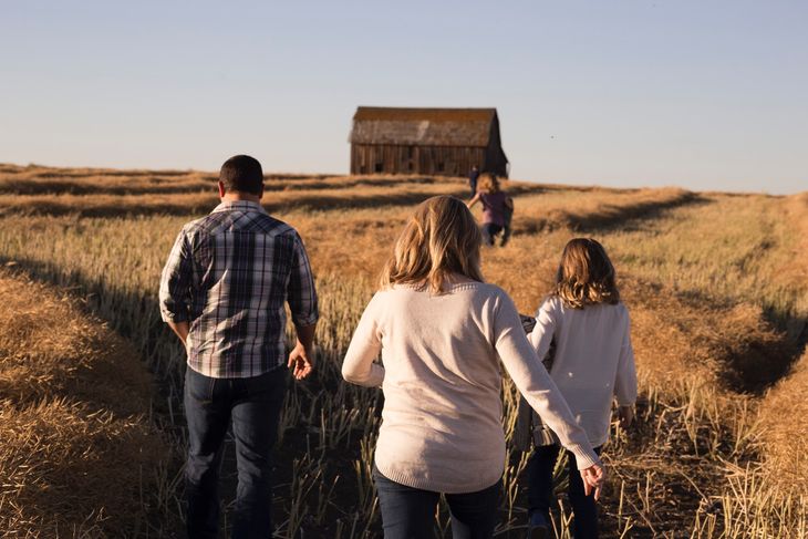 A family out for a walk