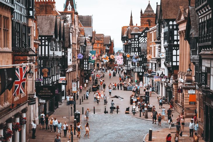 A busy street in Chester.