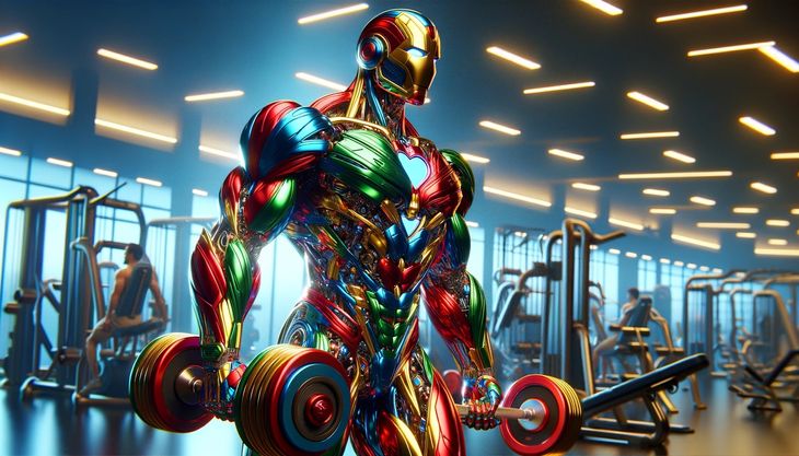Iron man workout out in a gym