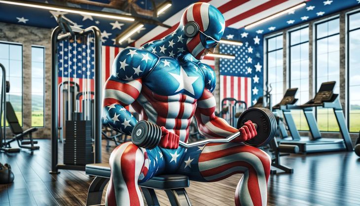 Captain America working out
