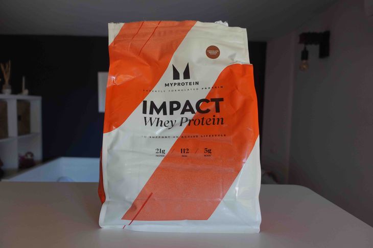 A bag of whey protein powder