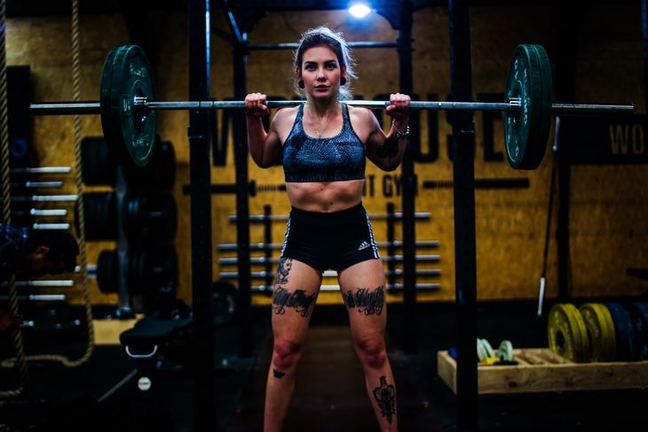 Woman weight lifting. 