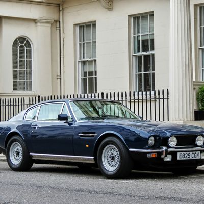 A blue Aston Martin in Chelsea, London