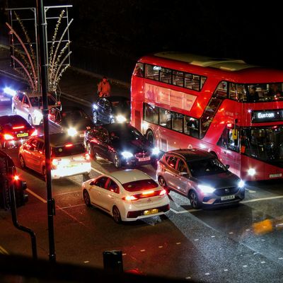 A London street at night