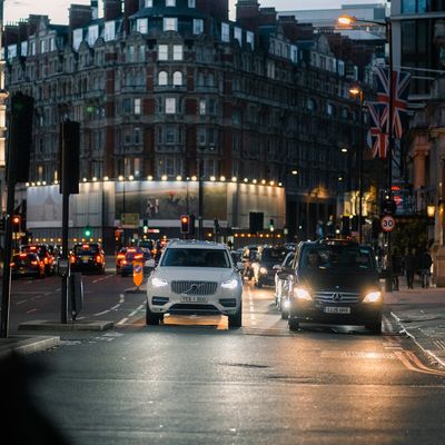 A London street at night