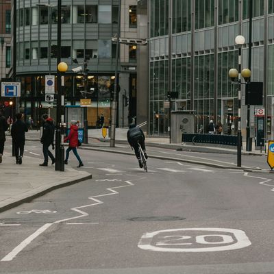A cyclist on a street in London