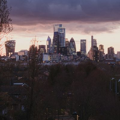 The London skyline at sunrise