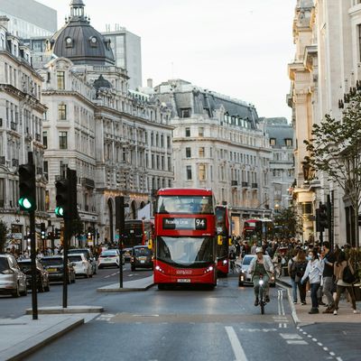 A bus on a road in London