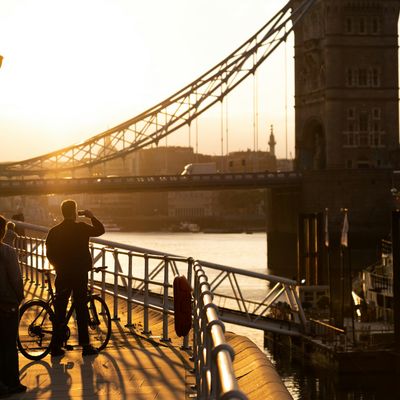 Sunset near a bridge in London