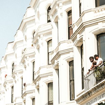 People on a balcony in London