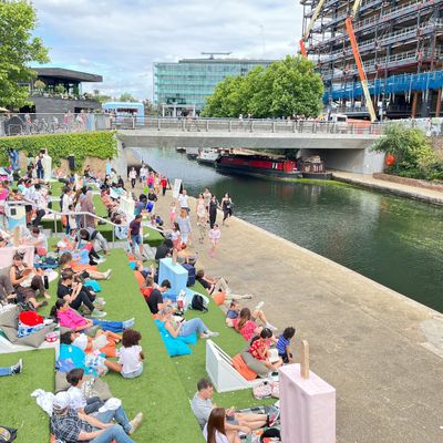 People by a canal in London
